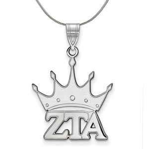 Sterling Silver Zeta Tau Alpha Medium Pendant Necklace - 16 Inch